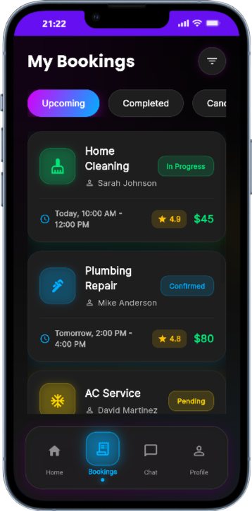 Bookings Screen